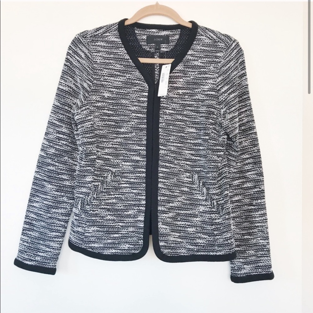 BRAND NEW!! J.Crew Black & White Boucle Cardigan Jacket